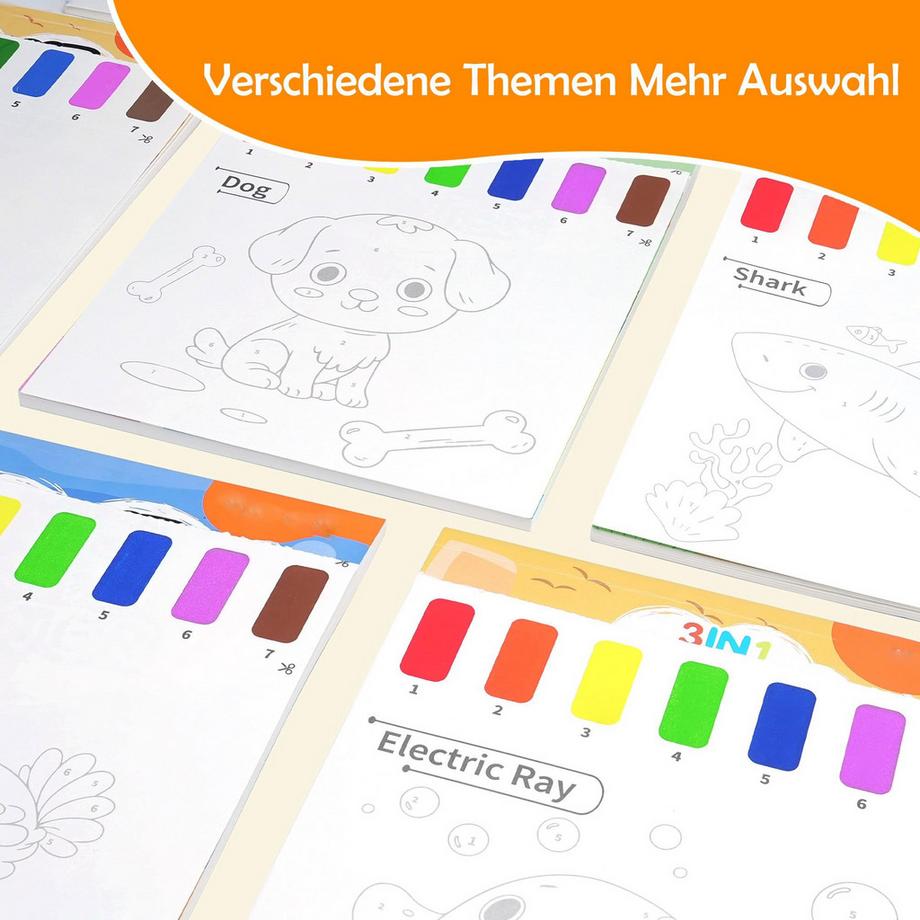 Activity-board  Malbuch mit Wasserfarben für Kleinkinder, Aquarellmalpapier für Kinder jeden Alters, Zauberbuch 