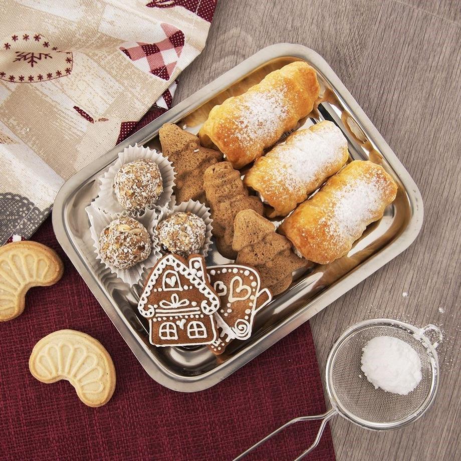 Orion  Rechteckiges Serviertablett aus Edelstahl, Hochglanzpoliert 