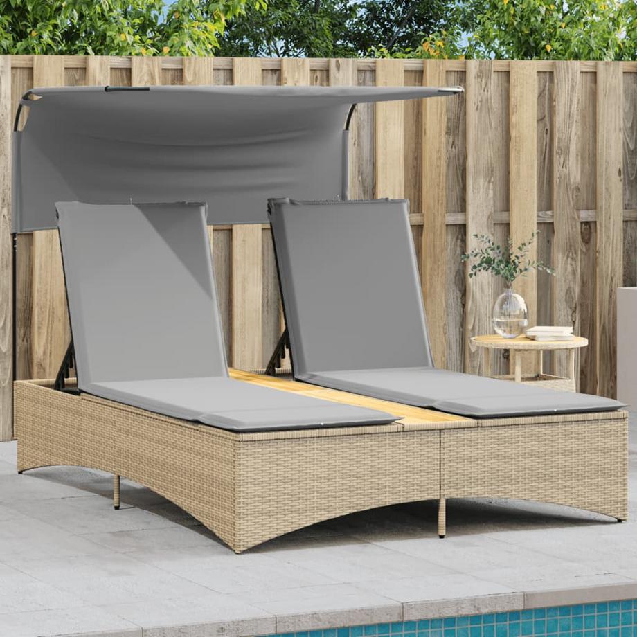 VidaXL Doppel-sonnenliege poly-rattan  