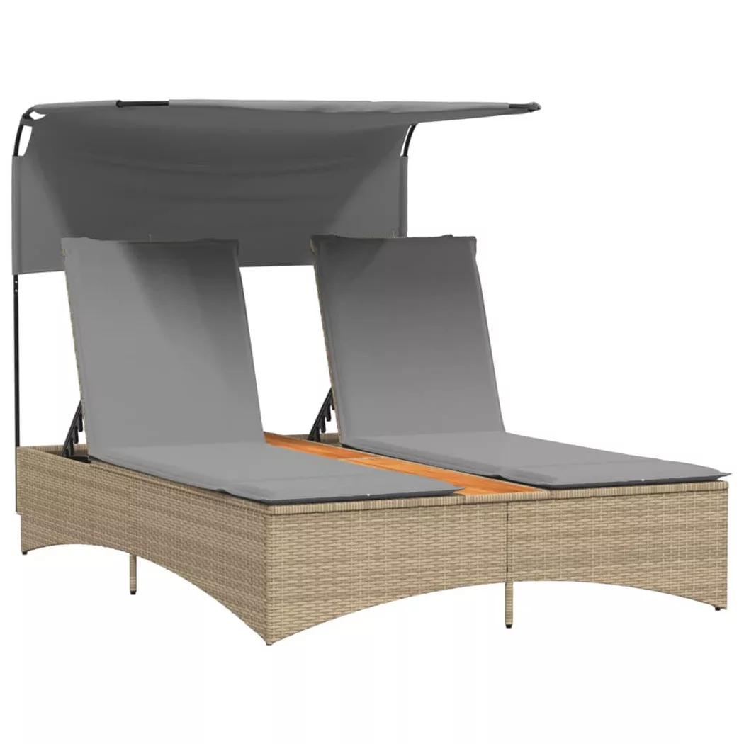 VidaXL - Doppel-sonnenliege poly-rattan, One Size, Beige