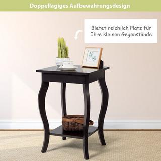 Northix Nachttisch mit Ablage 2 Ebene Beistelltisch aus Holz mit geschwungenen Beinen Braun  