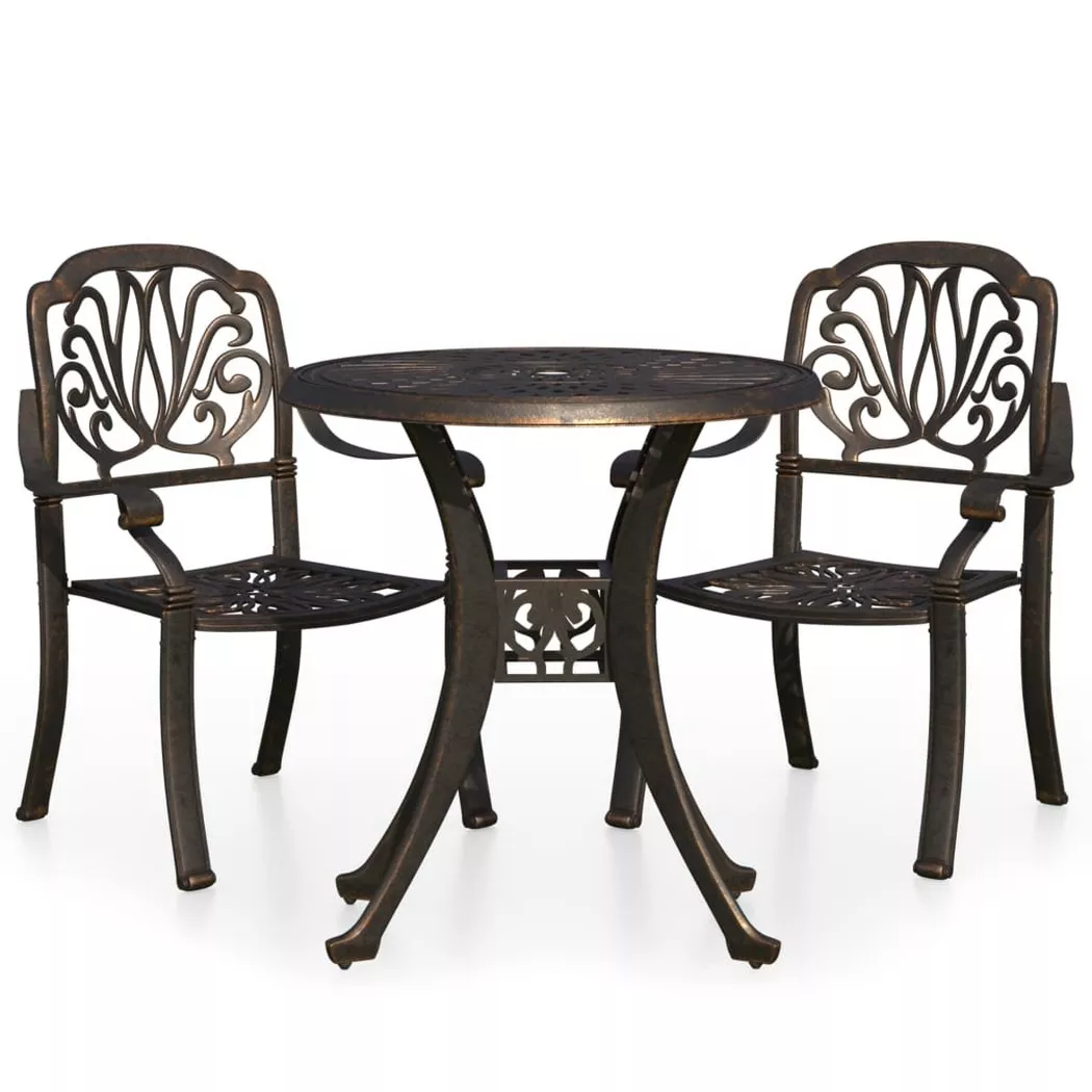 vidaXL 3-delige Bistroset gietaluminium bronskleurig3070571