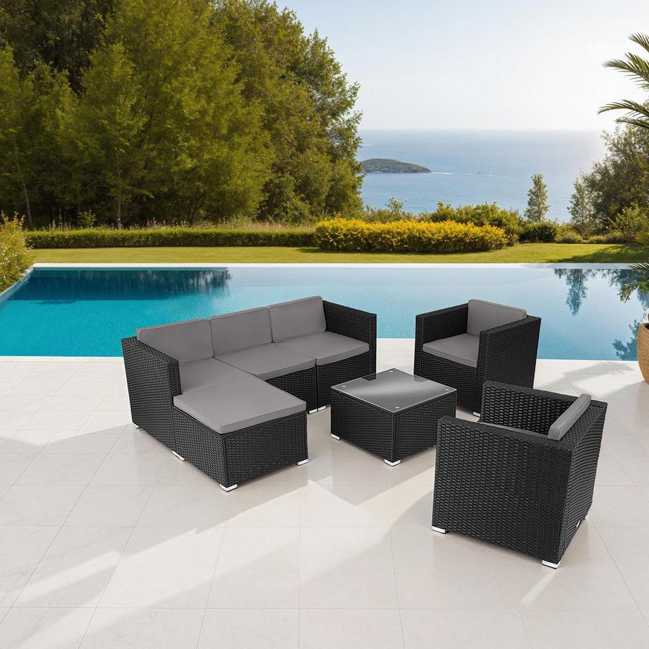 Tectake Rattan Lounge Lignano für 5 bis 6 Personen widerstandsfähig  