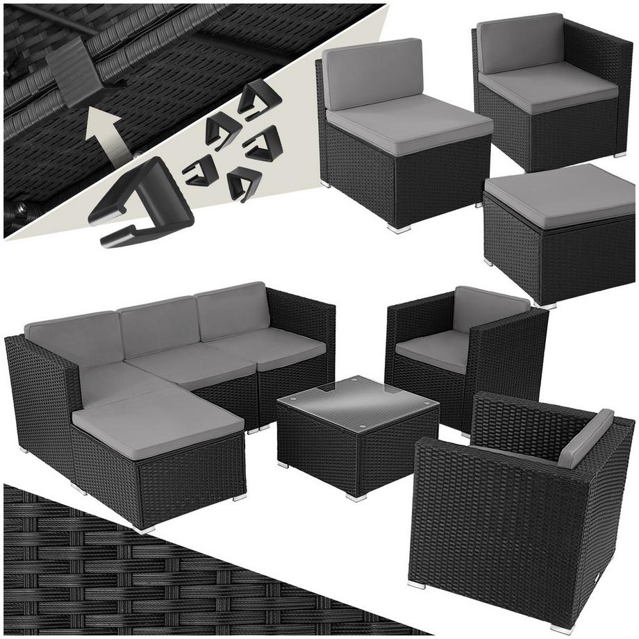 Tectake Rattan Lounge Lignano für 5 bis 6 Personen widerstandsfähig  