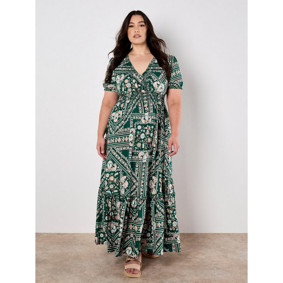 APRICOT Gemustertes gesmoktes Maxikleid  