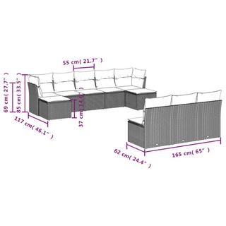 VidaXL Ensemble de canapés de jardin rotin synthétique  