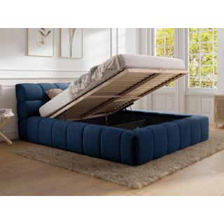 PASCAL MORABITO Lit coffre 160 x 200 cm - Tissu - Bleu nuit + Matelas - FORVIK II de Pascal Morabito  