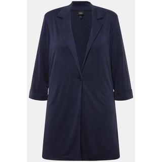 Ulla Popken  Blazer en jersey avec col à revers, manches 3/4. Mélange de modal 