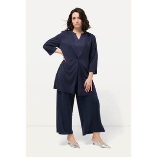 Ulla Popken  Blazer en jersey avec col à revers, manches 3/4. Mélange de modal 