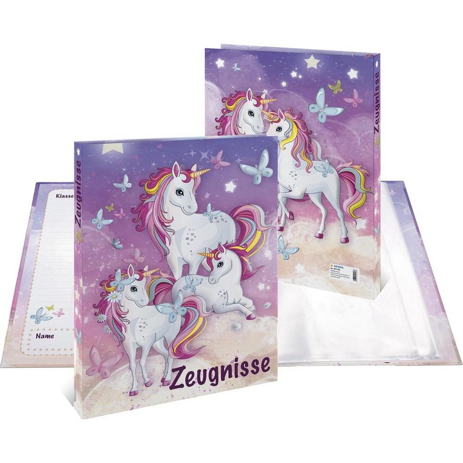 classeur de diplômes en carton avec une licorne