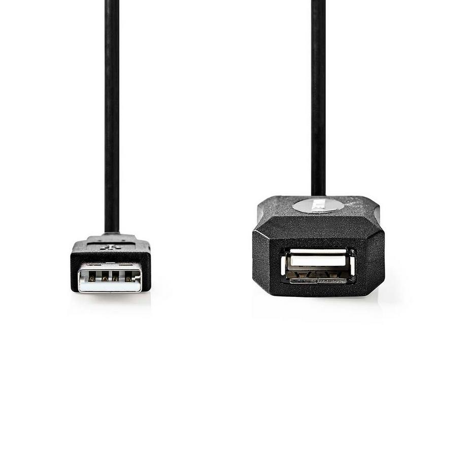 Nedis  Câble USB actif | USB 2.0 | USB-A mâle | USB-A femelle | 480 Mbps | 10.0 m | Rond | Nickelé | PVC | Cuivre | Etiquette 