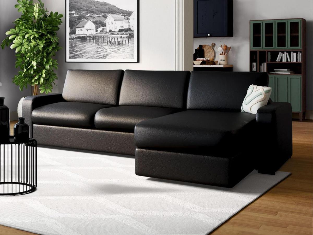 Vente-unique Ecksofa Leder mit Schlaffunktion BEVIS Mit Matratze Ecke Rechts  