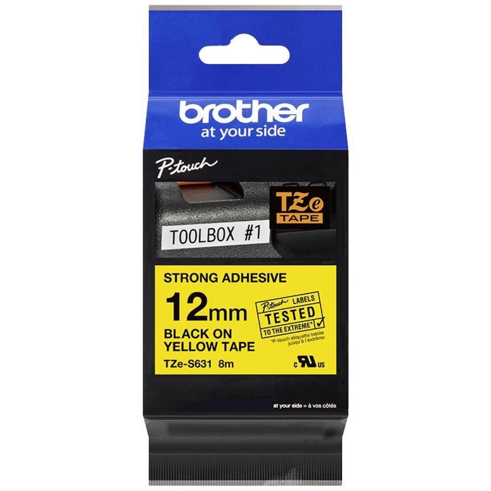 E+P Elektrik  Nastro con adesivo extra resistente Brother TZe TZe-S631 Colore Nastro: Giallo Colore carattere:Nero 12 mm 8 m 