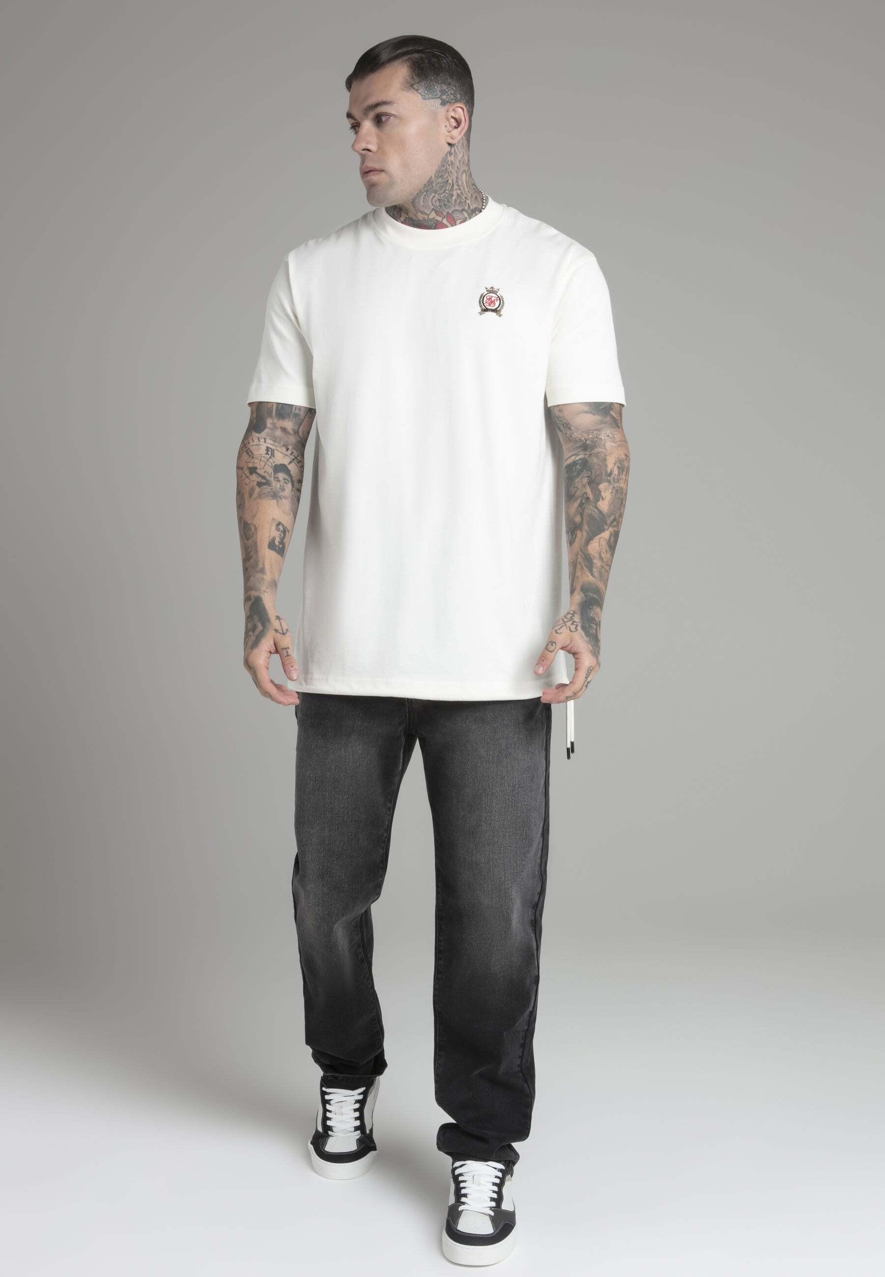 Sik Silk  T-Shirt Oversized T-Shirt in Ecru 