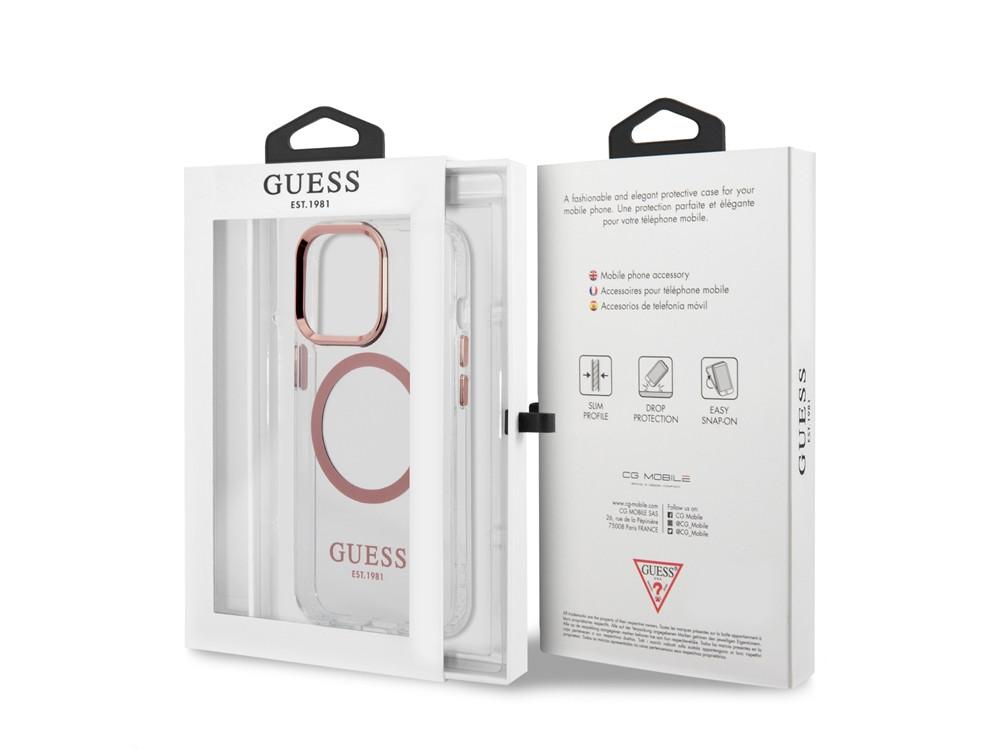 GUESS  Coque Magsafe iPhone 14 Pro Gold Outline 