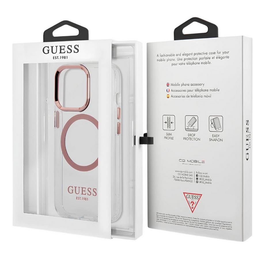 GUESS  Coque Magsafe iPhone 14 Pro Gold Outline 