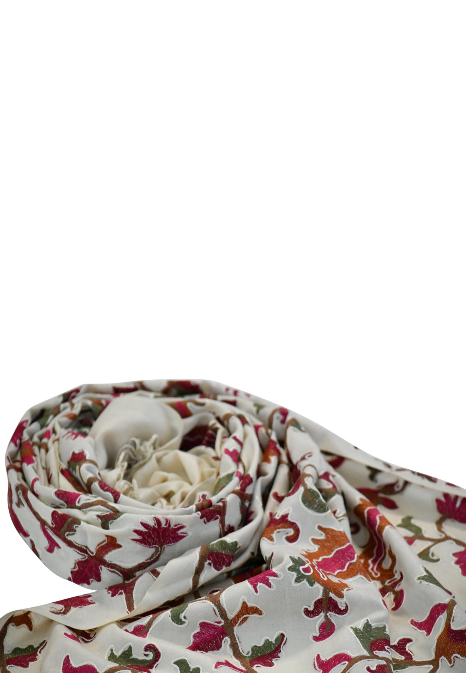 Blue Chilli Écharpe en laine de cachemire avec élégance florale exquise  