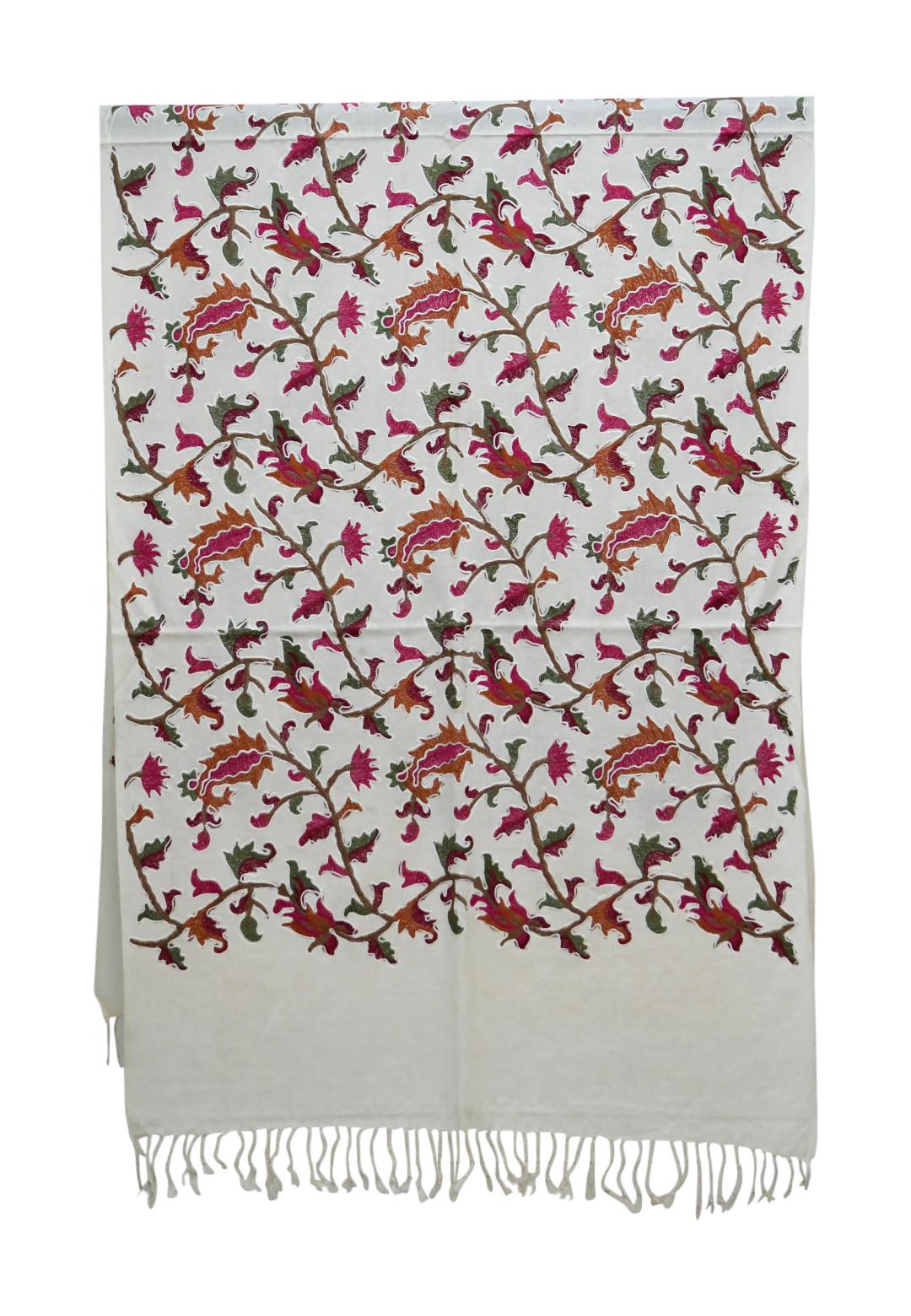 Blue Chilli Écharpe en laine de cachemire avec élégance florale exquise  