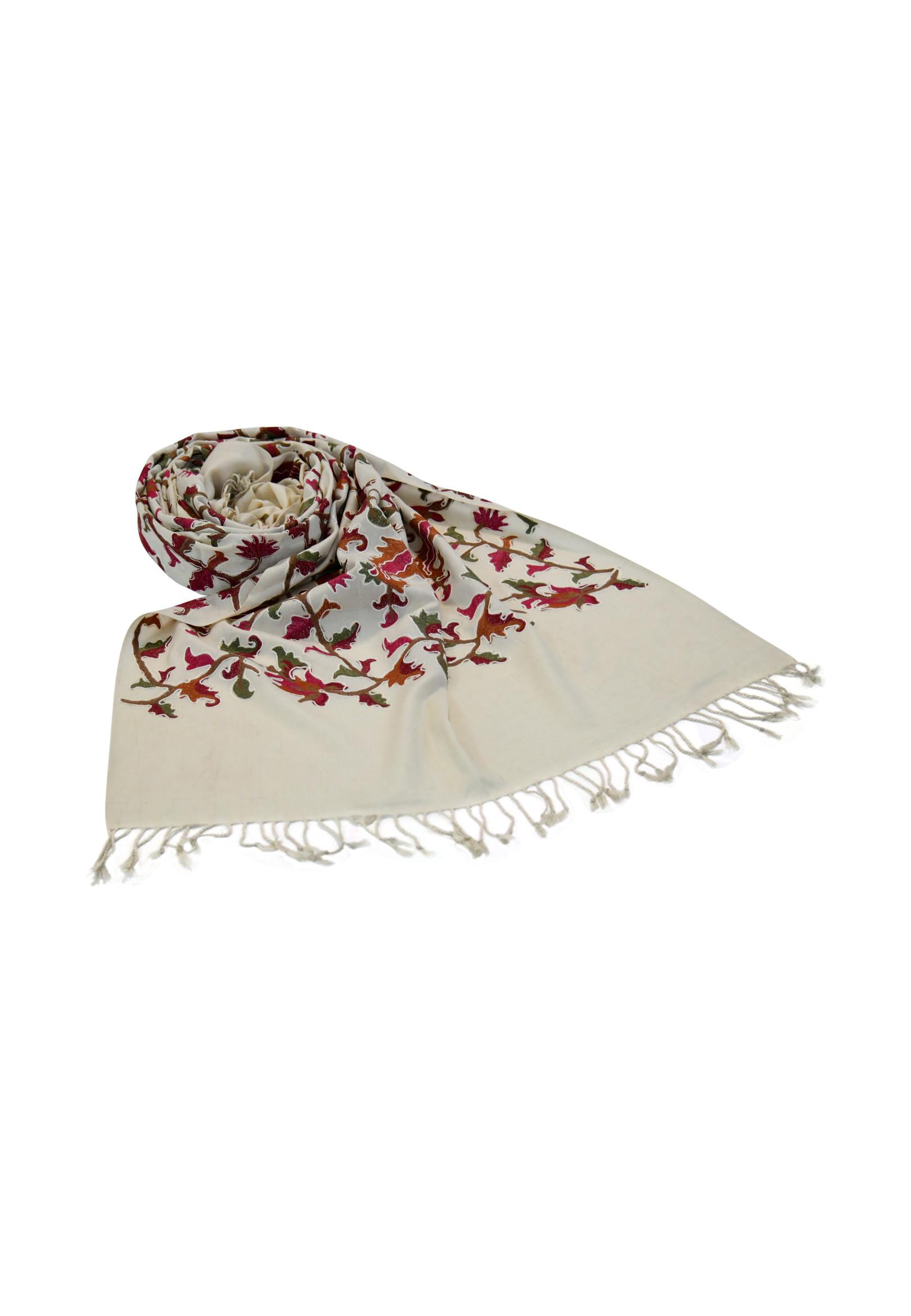 Blue Chilli Écharpe en laine de cachemire avec élégance florale exquise  