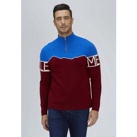 Bellemere New York  Pull en mérinos semi-zippé à imprimé montagne 