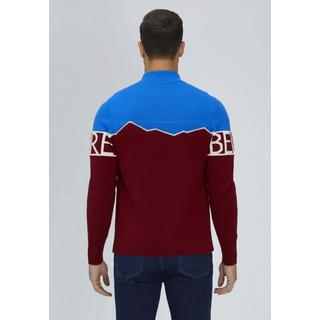 Bellemere New York  Pull en mérinos semi-zippé à imprimé montagne 