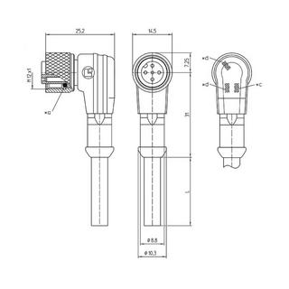 Lutronic  Sensor-/Aktor-Steckverbinder, konfektioniert M12 Kupplung, gewinkelt 2.00 m Polzahl: 4 1 St. 