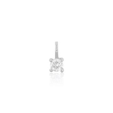 Pendentif solitaire 4 poignées en or blanc 750 diamant 0,15ct. 8x4,5mm