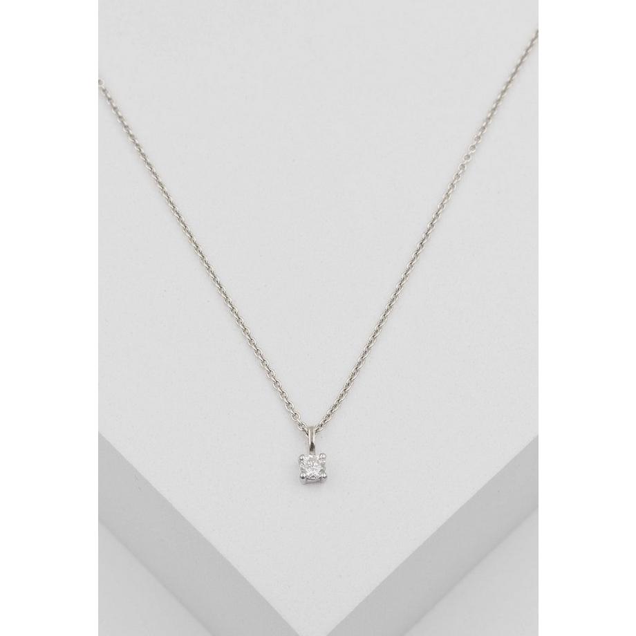 MUAU Schmuck  Solitär Anhänger 4-Griff-Fassung Weissgold 750 Diamant 0.15ct. 8x4.5mm 