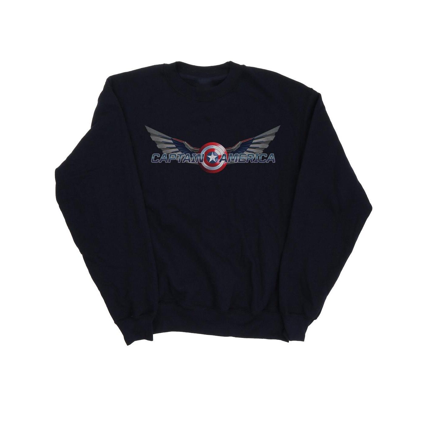 Image of Falcon And The Winter Soldier Captain America Logo Sweatshirt Jungen Marine 116