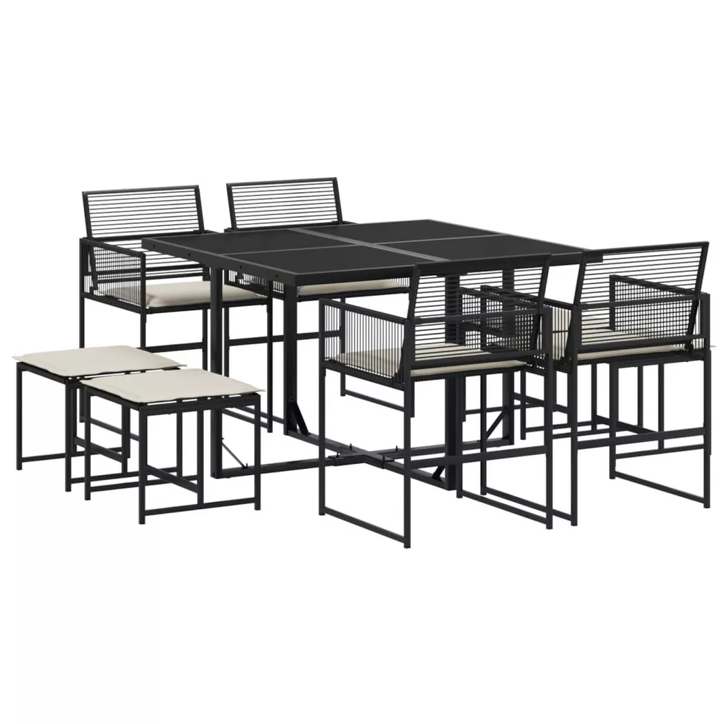 VidaXL - set da pranzo da giardino Polirattan, One Size, Nero