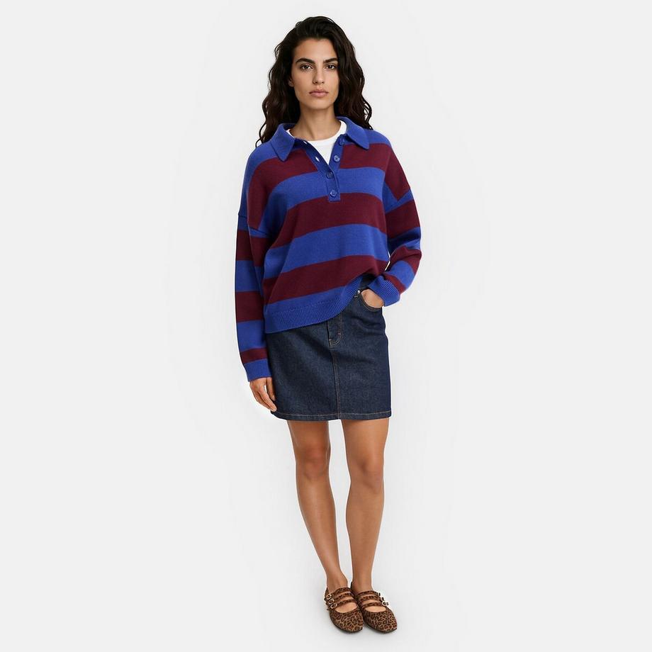La Redoute Collections Pull col polo rayé  