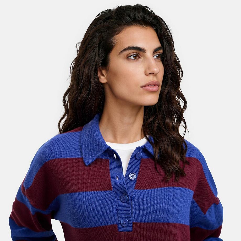 La Redoute Collections Pull col polo rayé  