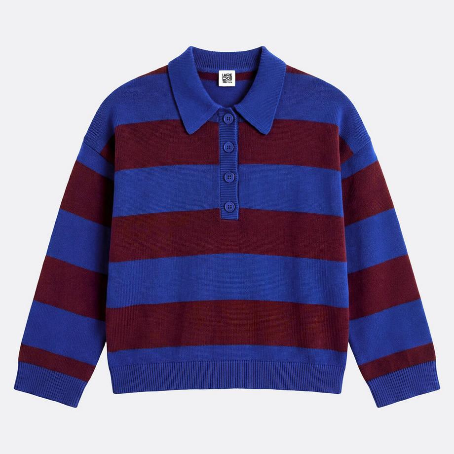 La Redoute Collections Pull col polo rayé  