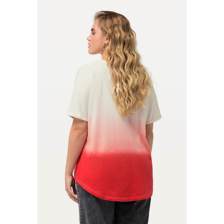 Ulla Popken T-shirt Jersey Gaufré Rayures Batik Col Rond Manches Courtes  