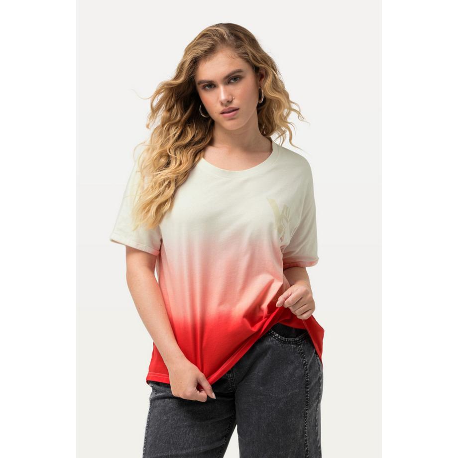 Ulla Popken T-shirt Jersey Gaufré Rayures Batik Col Rond Manches Courtes  