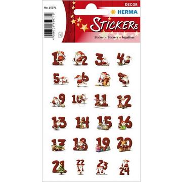 HERMA Sticker Adventskalender 15071 rot 72 Stück/3 Blatt