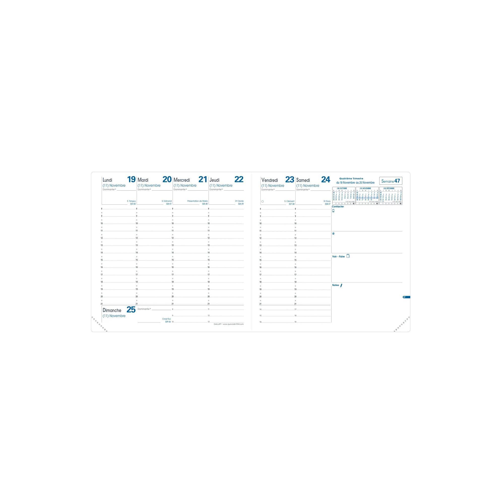 QUO-VADIS Quo Vadis - Agenda - 2025 - Exécutif - Semainier Planning - Français - Impala - 13 mois de décembre à décembre - 16x16 cm - Papier C lairefontaine blanc - Fabrication française - x 6  