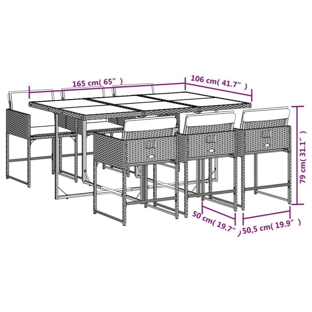 VidaXL Ensemble de salle à manger de jardin rotin synthétique  