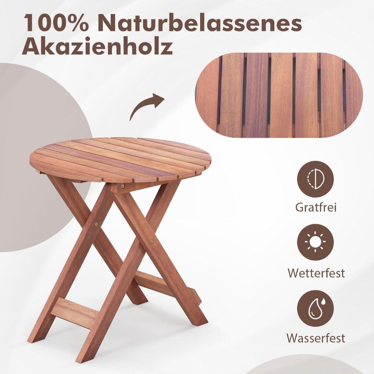 Northix Klappbarer Beistelltisch aus Akazie  