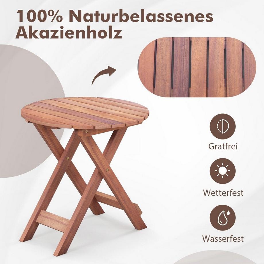 Northix Tavolino pieghevole in acacia  