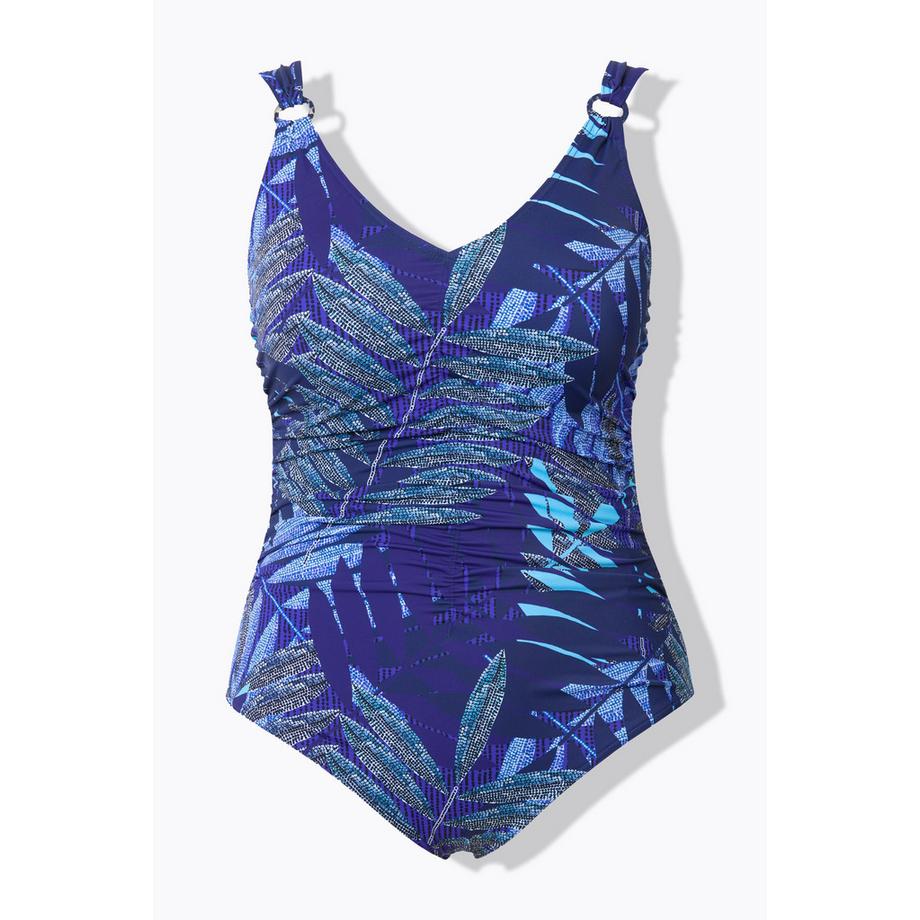 Ulla Popken Costume da bagno fantasia felce coppe morbide arricciatura  