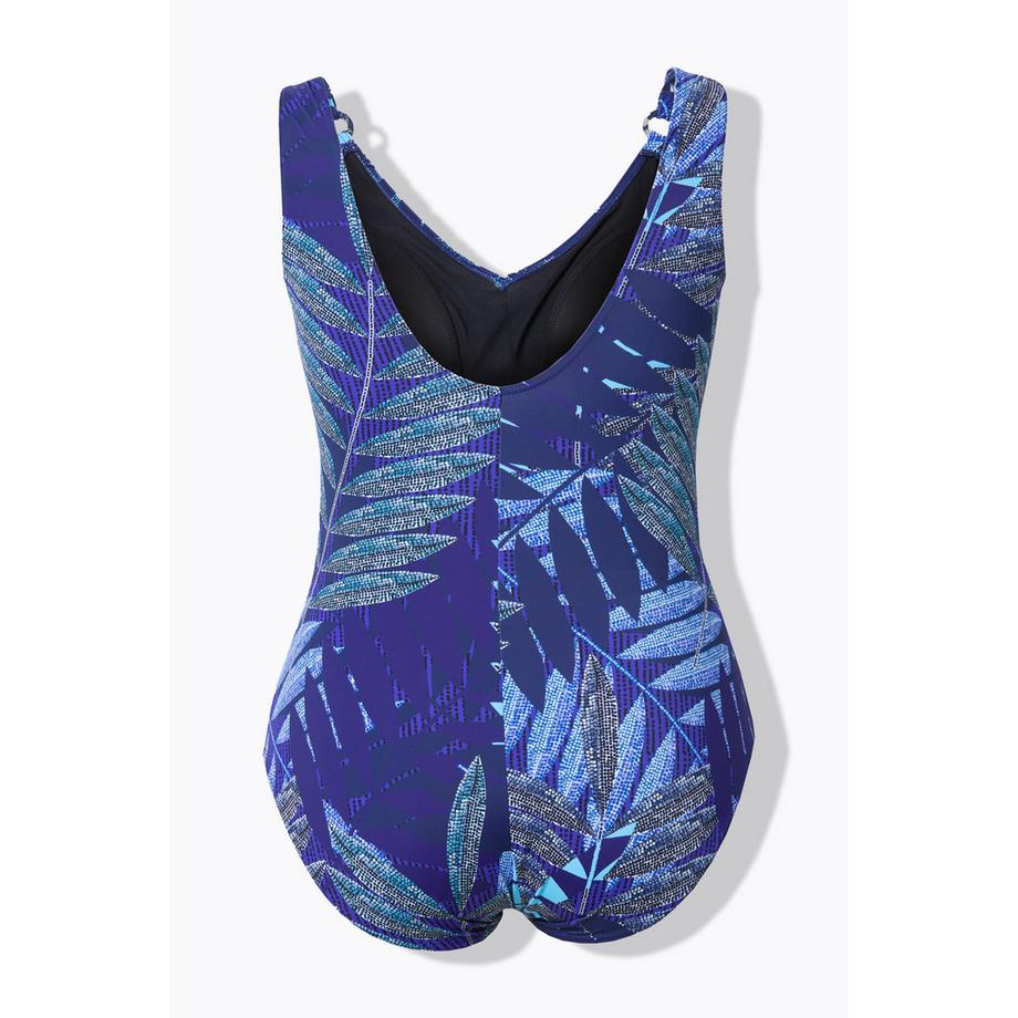 Ulla Popken Costume da bagno fantasia felce coppe morbide arricciatura  