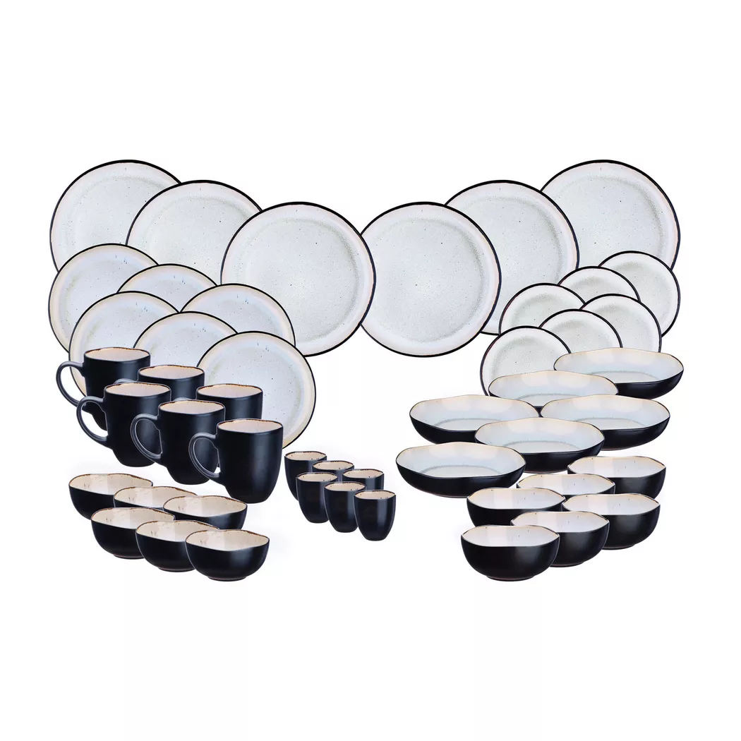 BJÖRN - Geschirr-Set IRIS - 48 Stück - Weiss, 48STK, Antikweiss