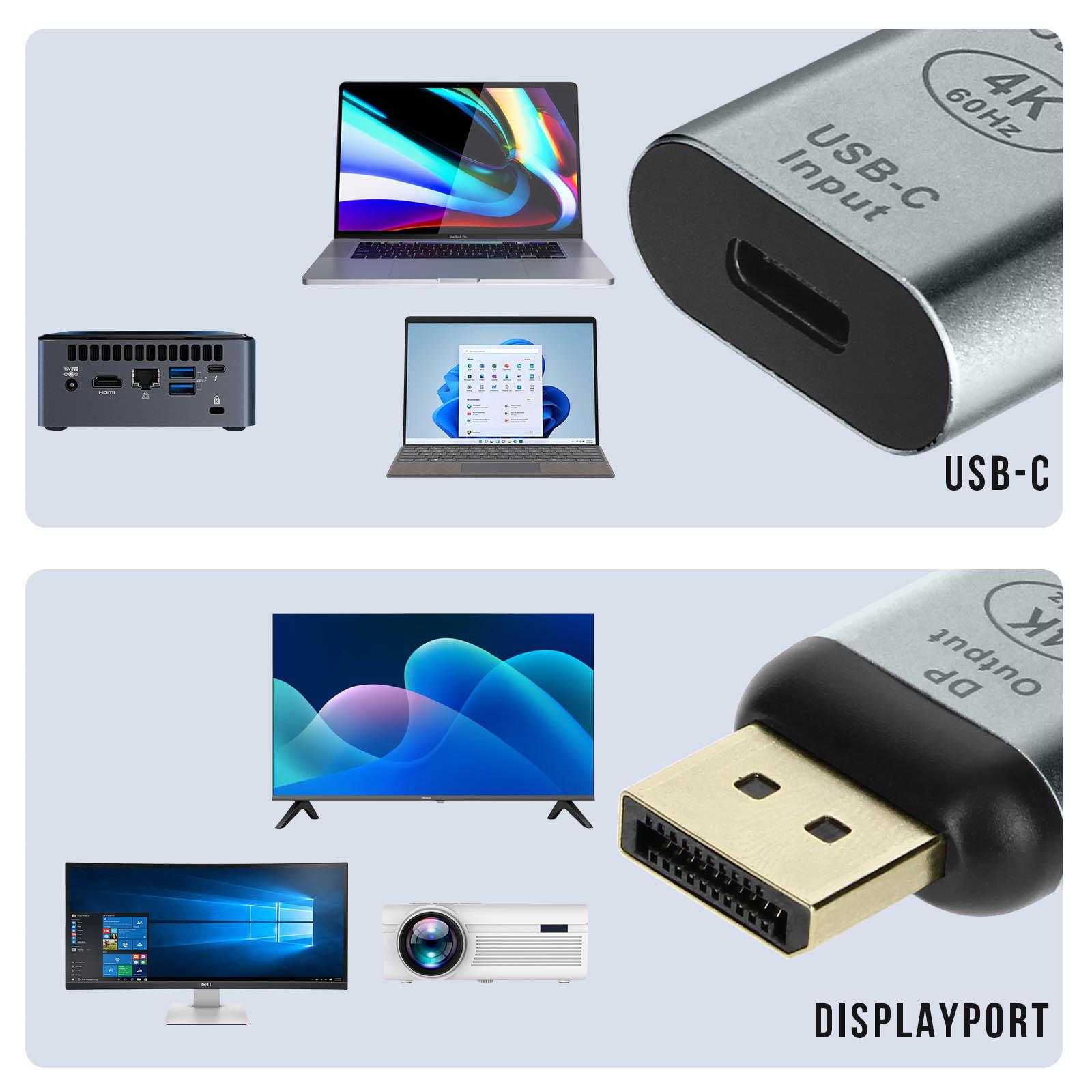 Avizar  Adattatore da USB-C a DisplayPort grigio 