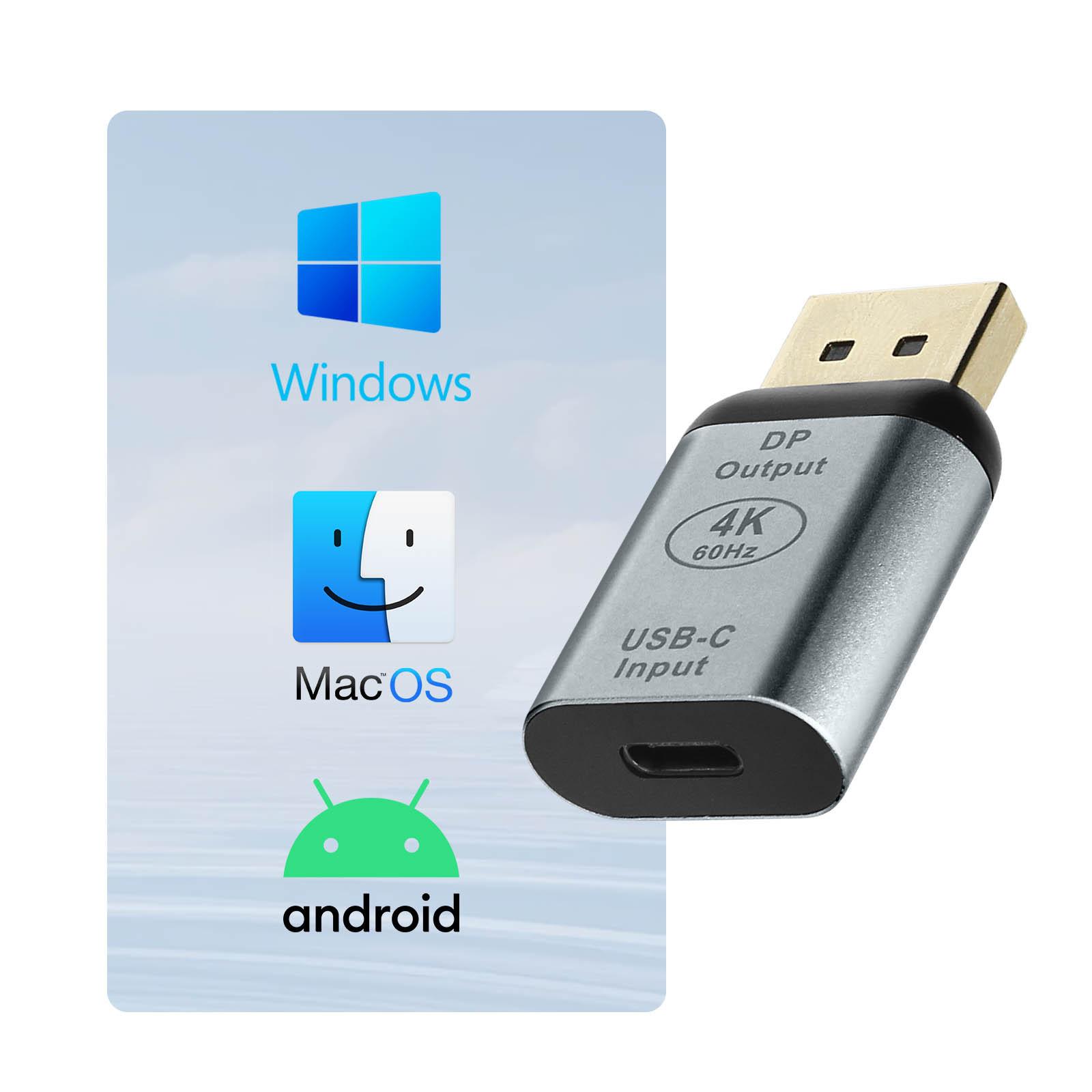 Avizar  Adattatore da USB-C a DisplayPort grigio 