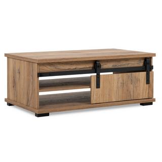 Calicosy Tavolino basso con anta scorrevole L100 cm - Decorazione legno chiaro  