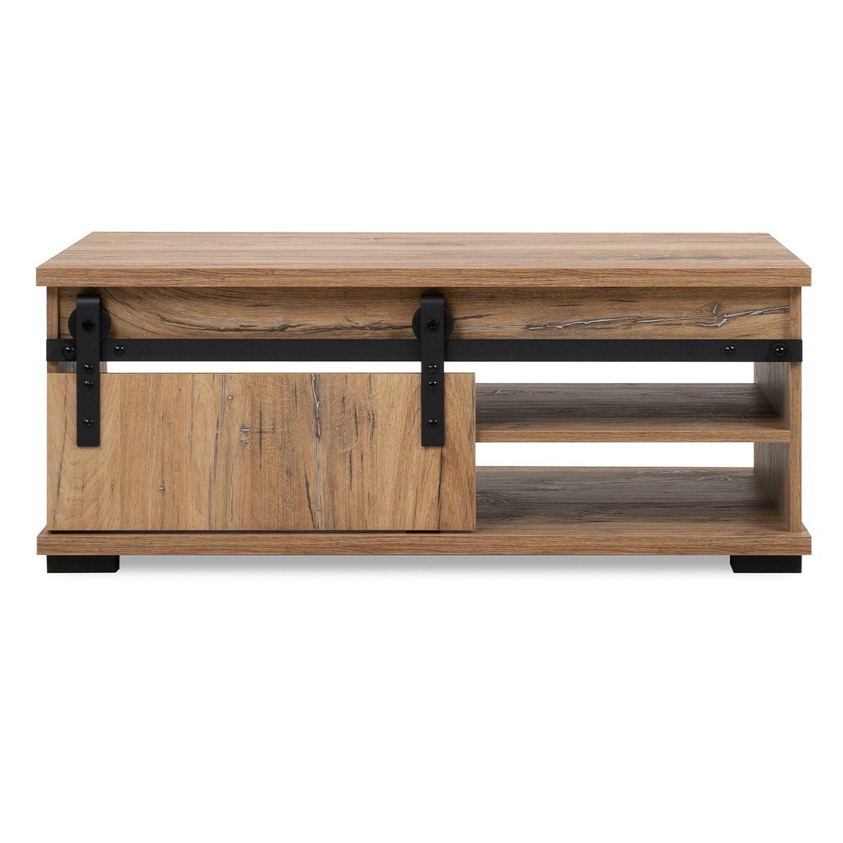 Calicosy Table Basse avec Porte Coulissante L100 cm - MANZANO  