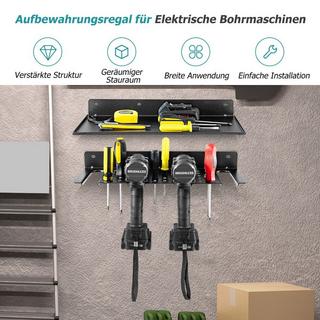 Northio Mensola a muro per portautensili con 4 slot e 36 fori per trapano. Portautensili per organizer per utensili  