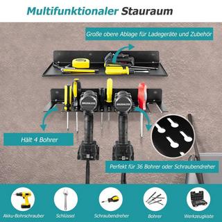 Northio Mensola a muro per portautensili con 4 slot e 36 fori per trapano. Portautensili per organizer per utensili  