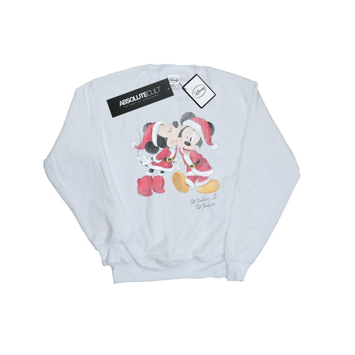 Image of Mickey And Minnie Christmas Kiss Sweatshirt Unisex Weiss 152-158